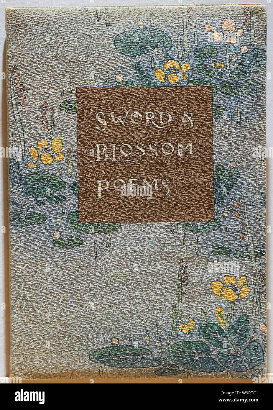 Japanese woodblock printed Sword & Blossom Poems book published by Hasegawa in the early 1900s (20th century). Stock Photo