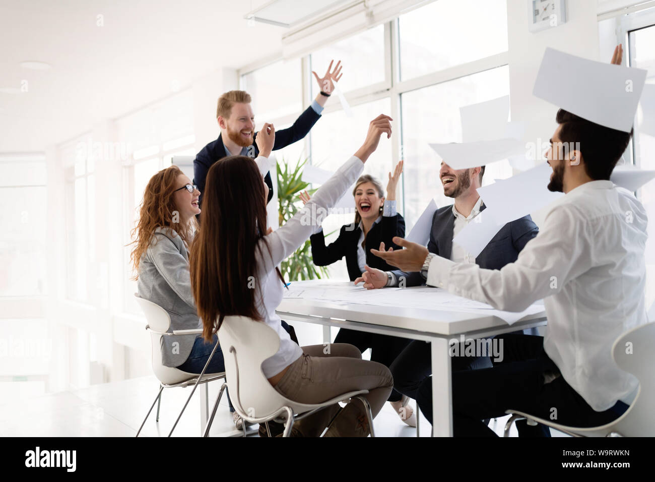 Team of architects working together on project Stock Photo