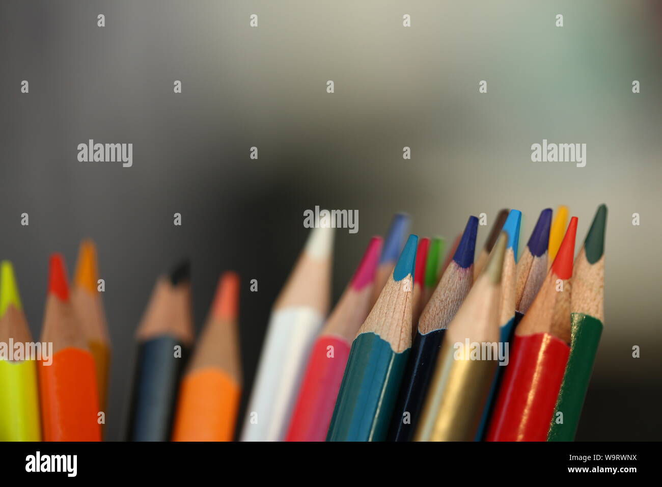 colored pencils many different opinions educational concept Stock Photo