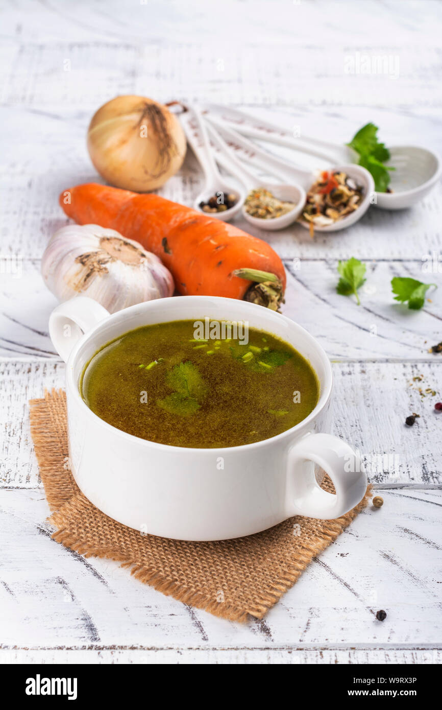 Bone broth soup made from beef Stock Photo Alamy