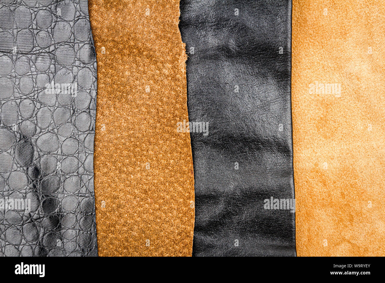 Genuine brown and black leather textures background. Abstract vintage