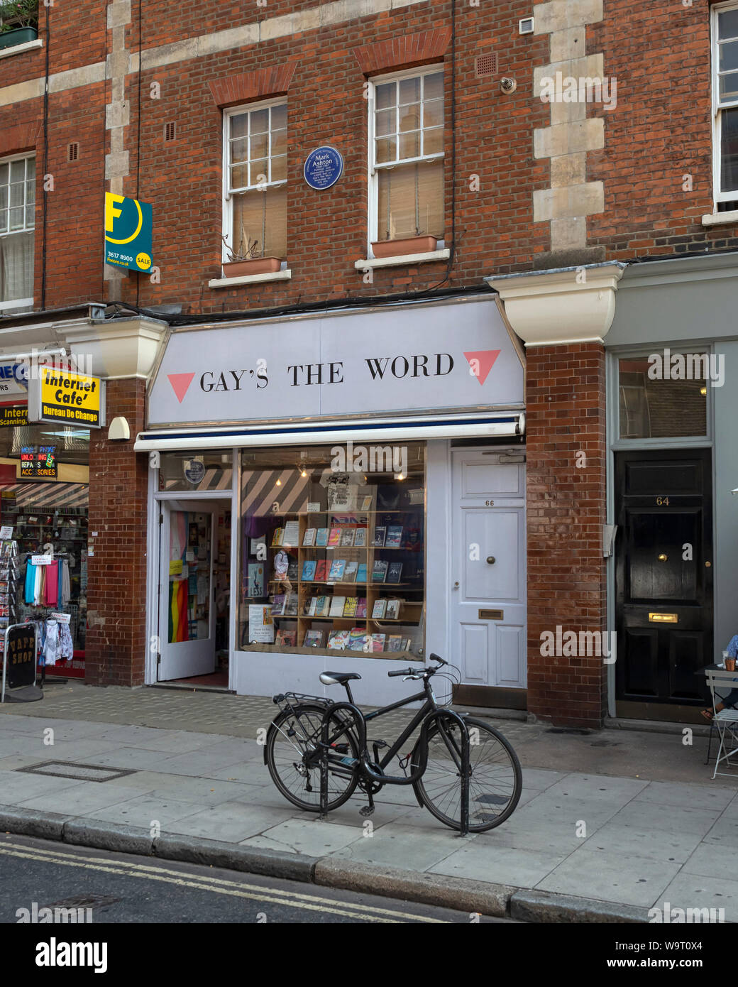 LONDON, UK - JULY 26, 2018:  Exterior view of Gays The Word - a bookshop selling LGBT books in Marchmont Street, Camden Stock Photo