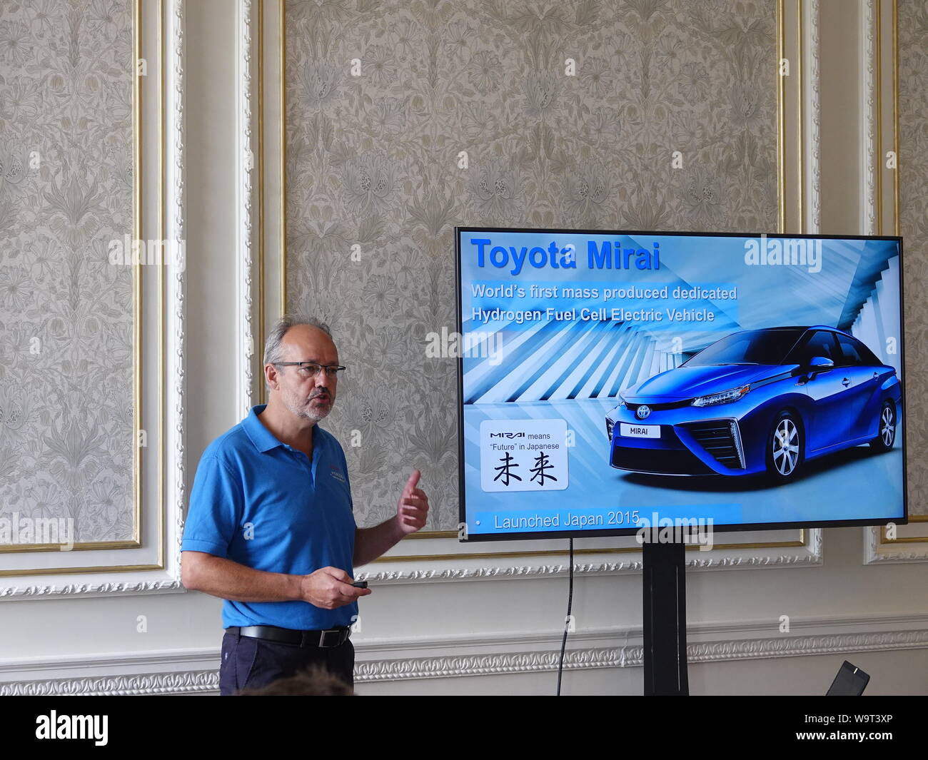 John Hunt, Toyota's Manager of Alternative Power technology, expains the future of the car industry and how hydrogen power is 'the future'. Stock Photo