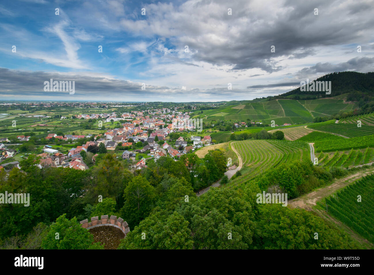 View from the Ortenberg castle to the vineards in the Kinzigtal area in germany Stock Photo