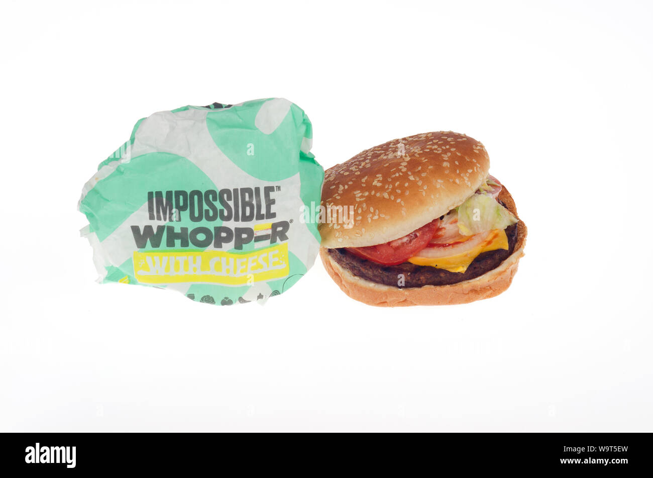 Burger King Impossible Whopper with cheese and wrapper Stock Photo Alamy