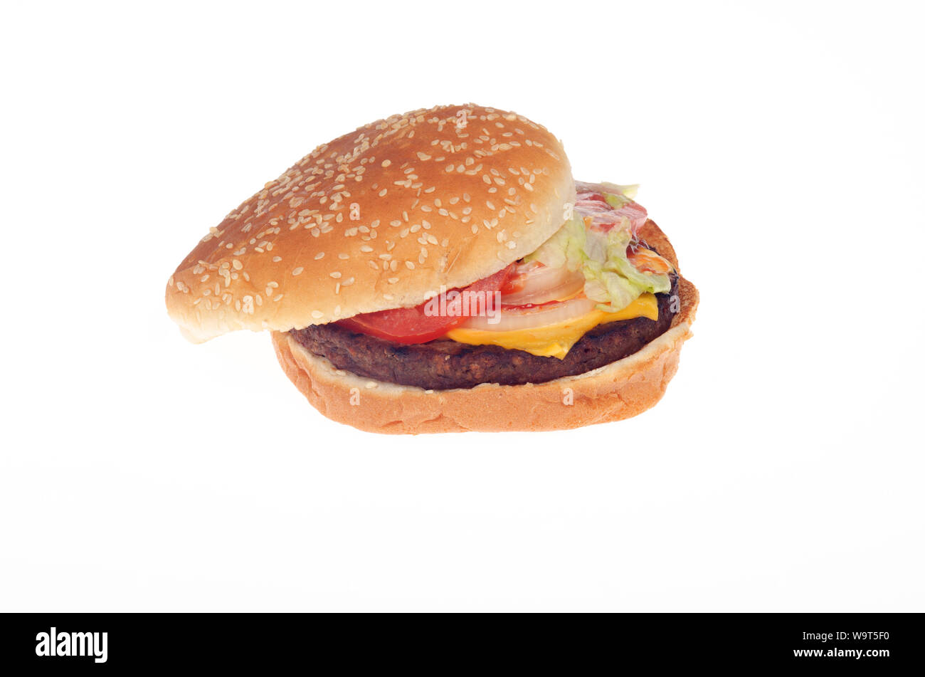 Burger King Impossible Whopper with cheese a vegetarian foods plant based patty Stock Photo
