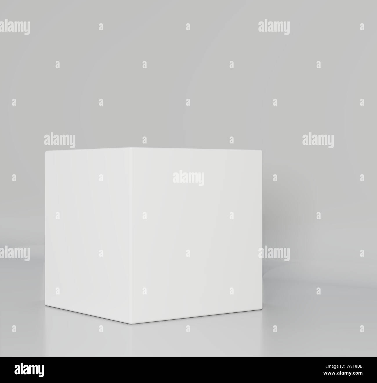 White pedestal in light studio. 3d rendering background Stock Photo - Alamy