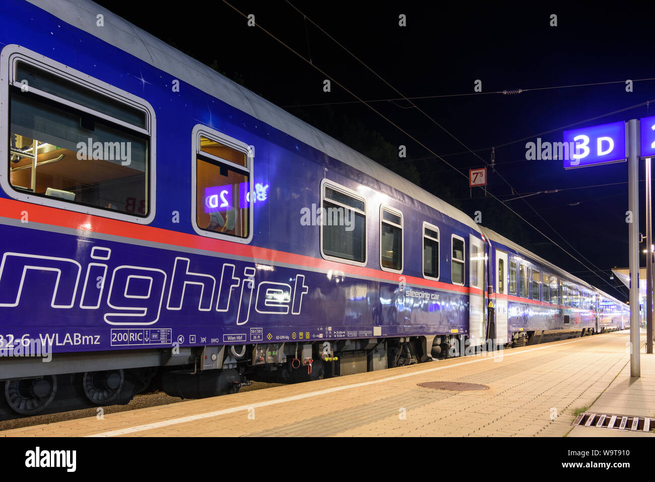 Leoben: train nightjet of ÖBB in Hochsteiermark, Steiermark, Styria ...
