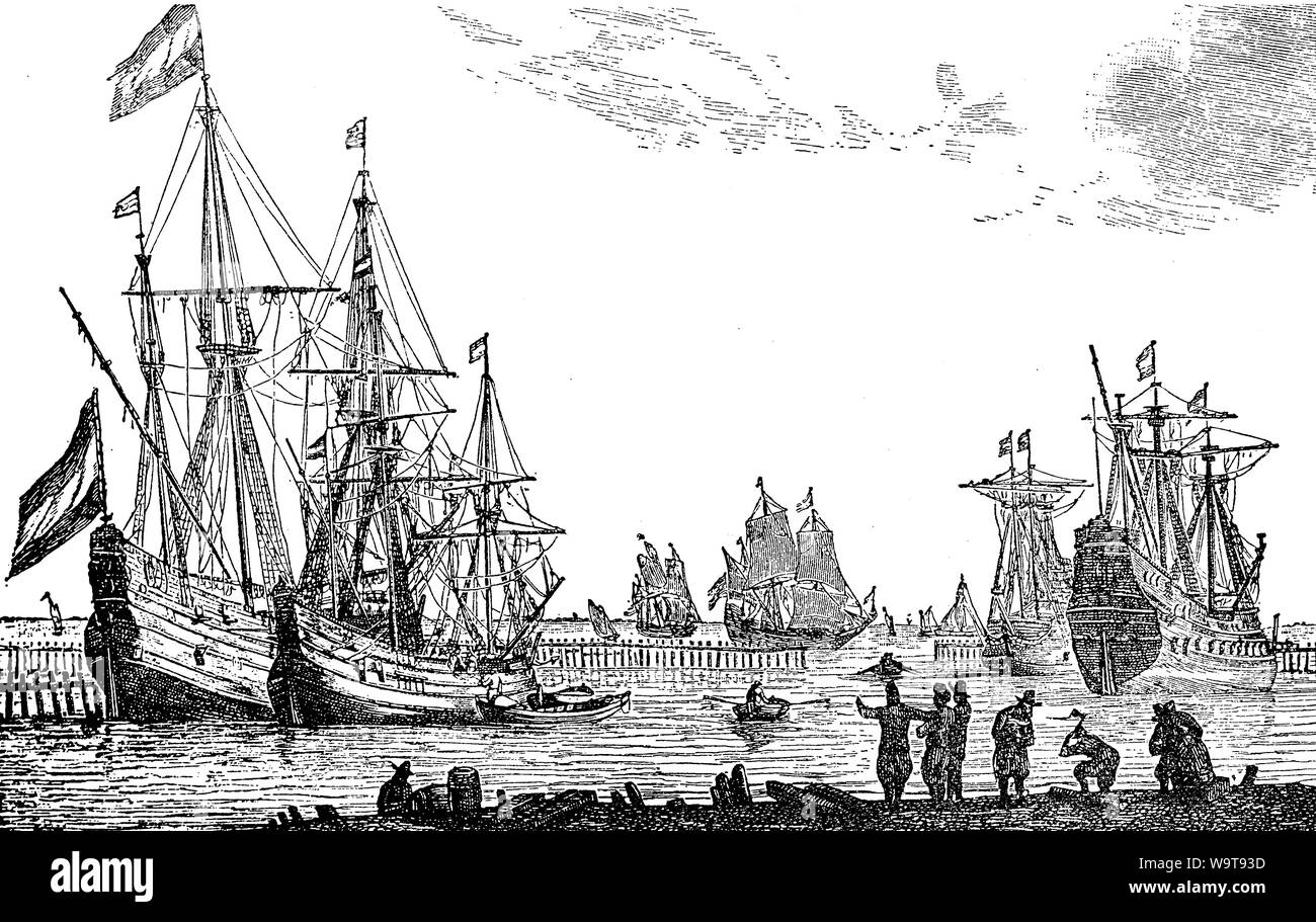 French commercial ships at the age of Louis XIV, 17th century Stock Photo