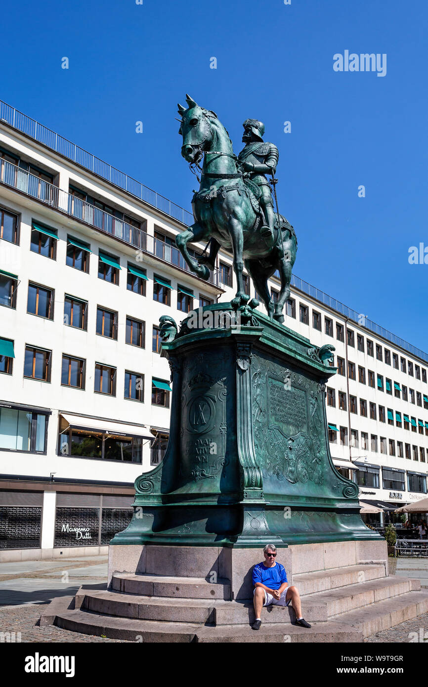 Statue of Charles IX on horseback in Gothenburg, Sweden on 26 July 2019