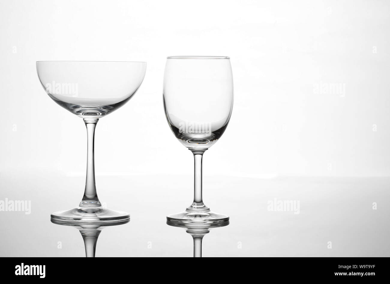 Empty wine glasses and cocktail glass art composition creative S Stock Photo