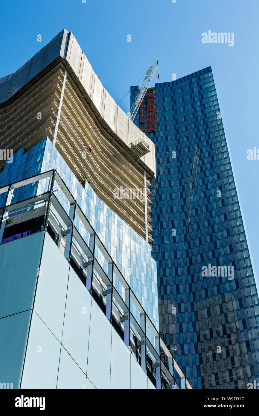 Two of the four Deansgate Square apartment blocks under construction