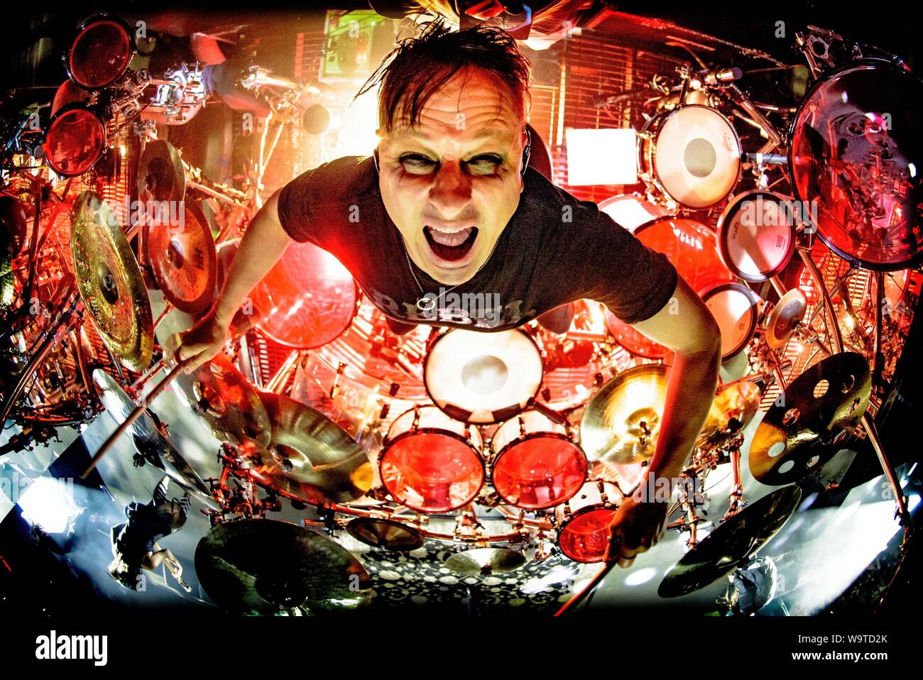 August 14, 2019, Toronto, Ontario, Canada: Drummer RAY LUZIER of an American nu metal band 'Korn' performs at Budweiser Stage in Toronto. (Credit Image: © Igor Vidyashev/ZUMA Wire) Stock Photo