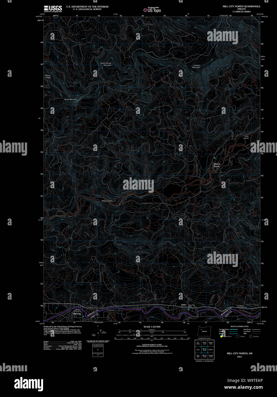 Map of mill city oregon hires stock photography and images Alamy