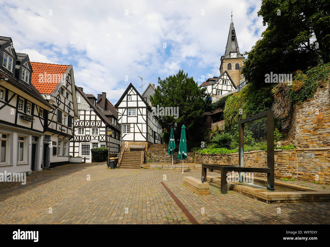 Essen, Ruhr area, North Rhine-Westphalia, Germany - Kettwig, the former independent weaver town has been a district of Essen since 1975, the old town Stock Photo