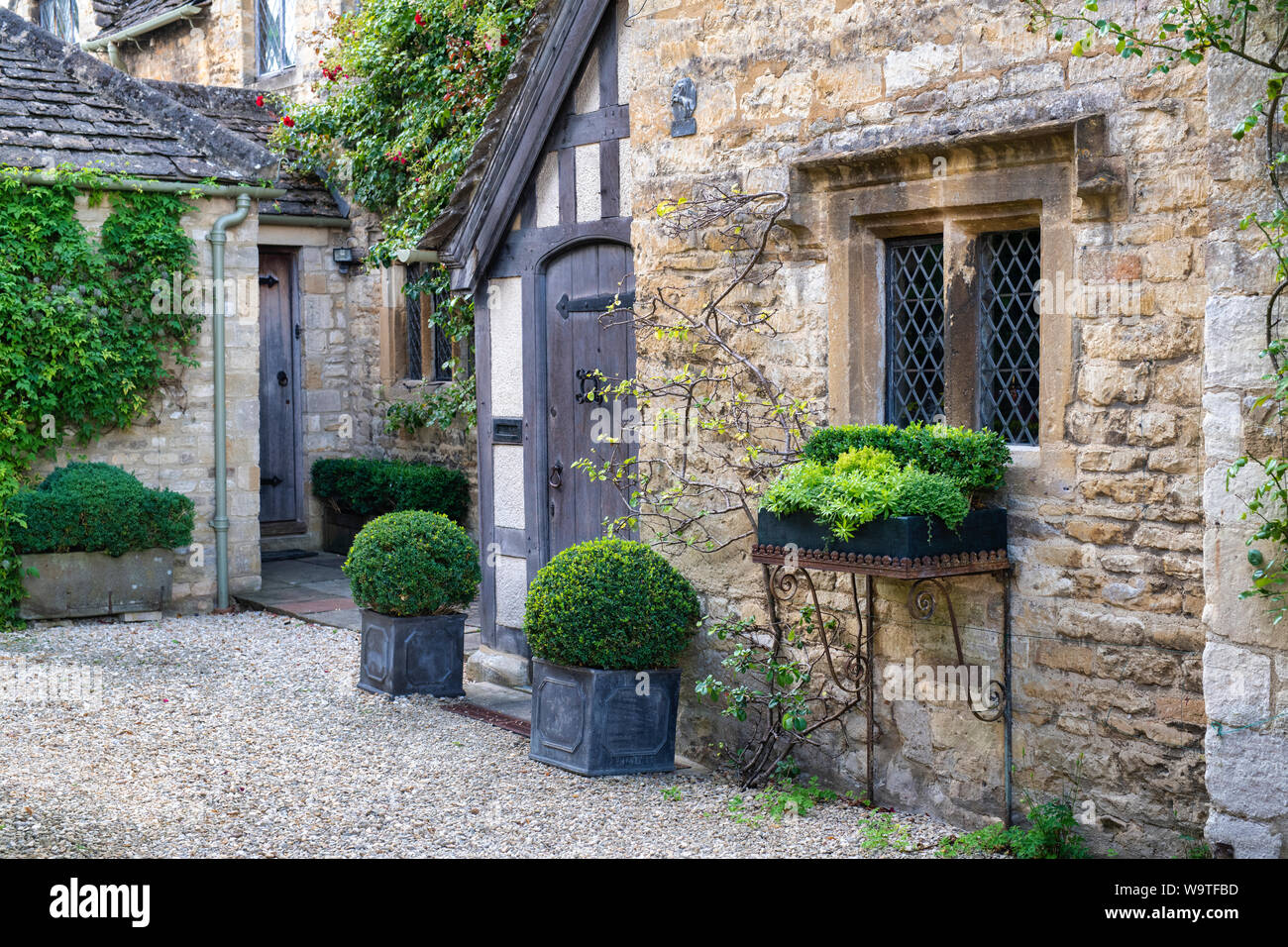 Stone and timber framed house house in sheep street. Burford, Cotswolds, Oxfordshire, England Stock Photo