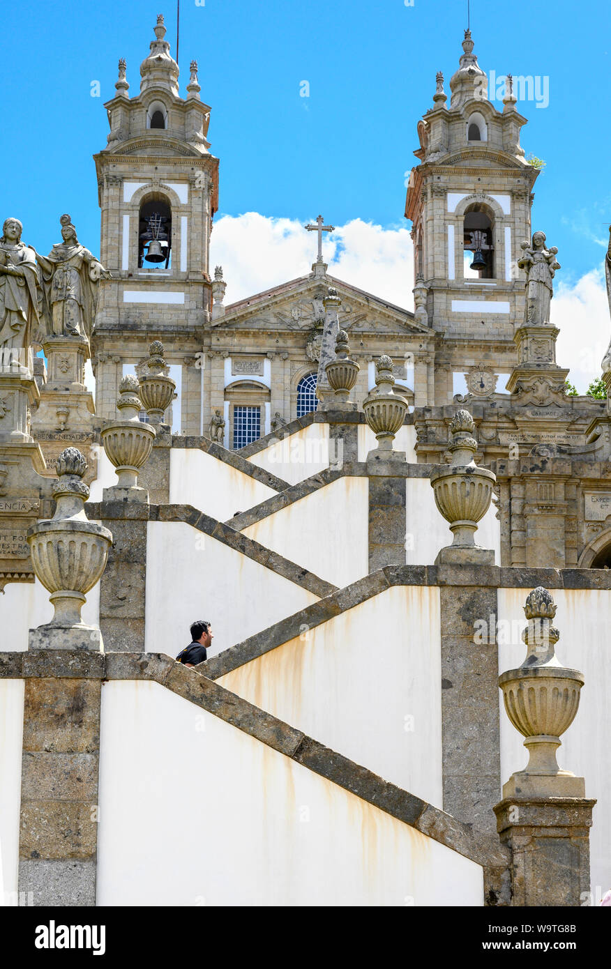 The 18th century, Baroque stairway and church at the Santuary and pilgrimage site  of Bom Jesus do Monte at Tenoes on the outskirts of the city of  Br Stock Photo