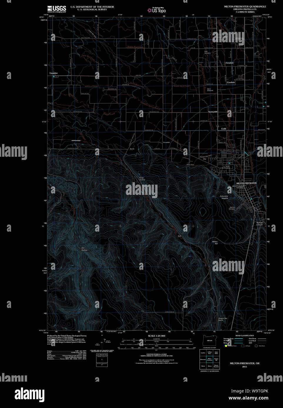 Milton freewater oregon map hires stock photography and images Alamy