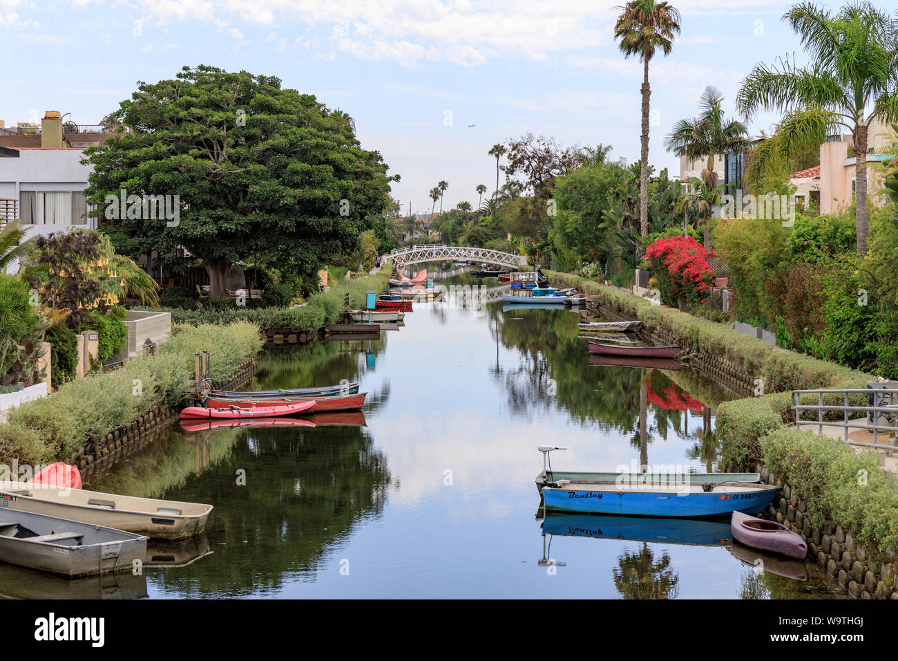 View of Venice Canals in CA, US Stock Photo