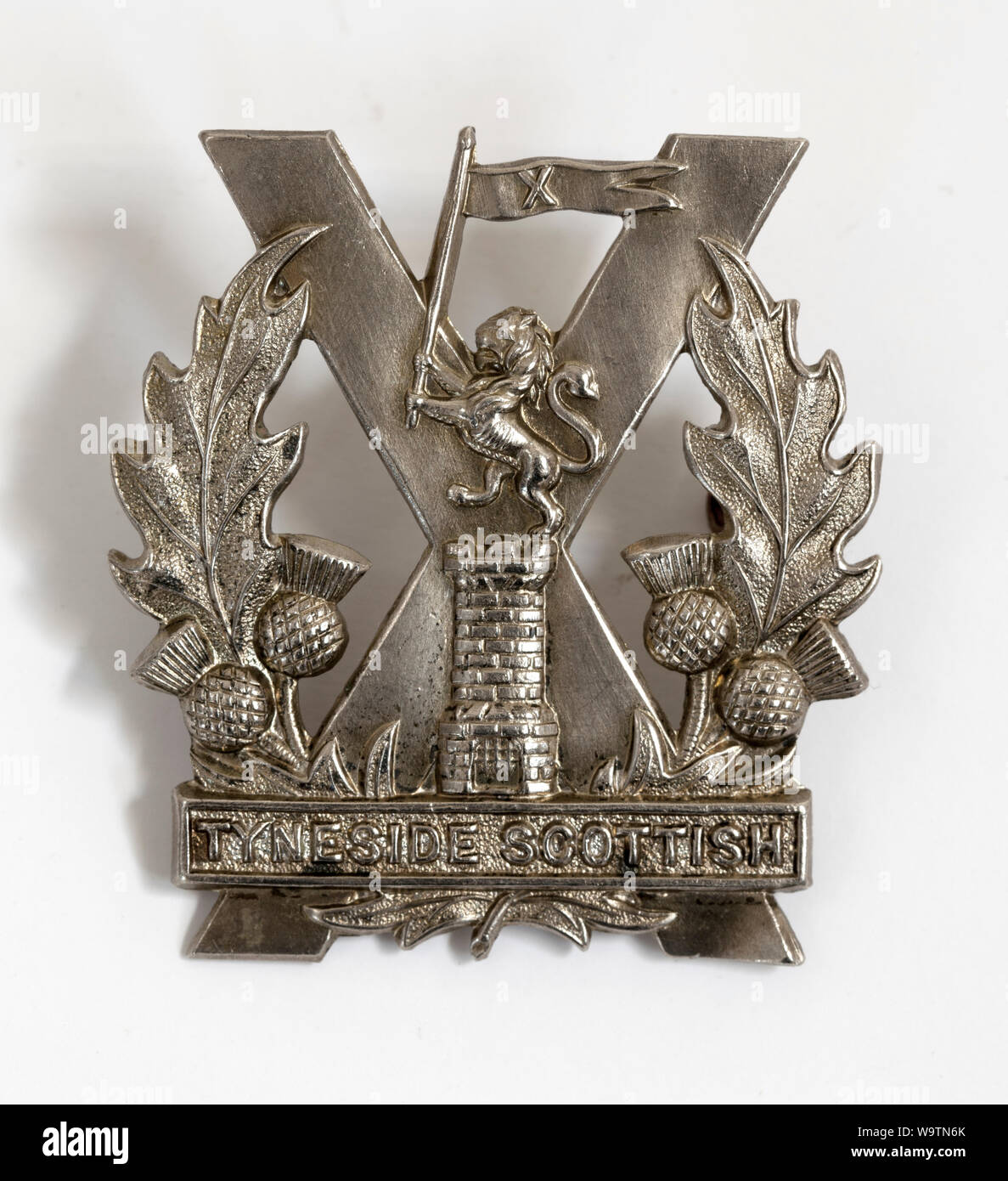 British Army Military Cap Badge - Tyneside Scottish Regiment Stock Photo
