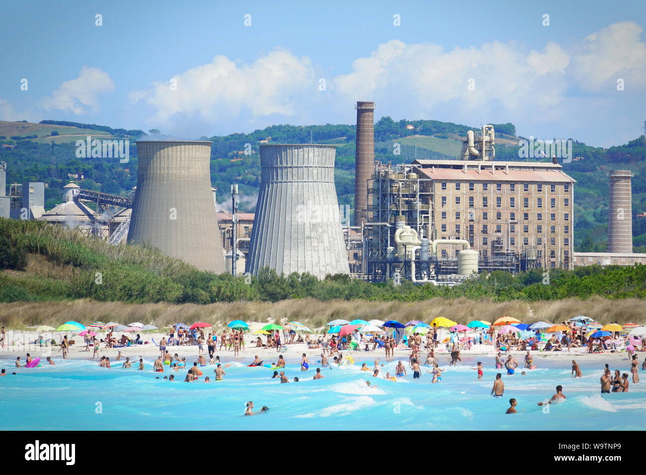 the White Beaches are among the most polluted in Italy.  Rosignano, Tuscany Italy - August 2019 Stock Photo