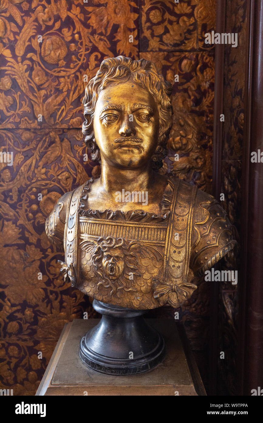 Tsar Peter the Great of Russia - bust in King Frederick IVs corridor, Rosenborg Castle Copenhagen Denmark Europe Stock Photo