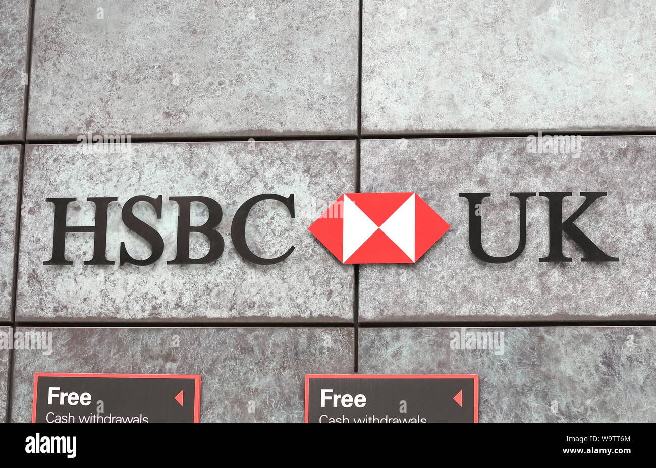 HSBC UK bank company sign Stock Photo Alamy