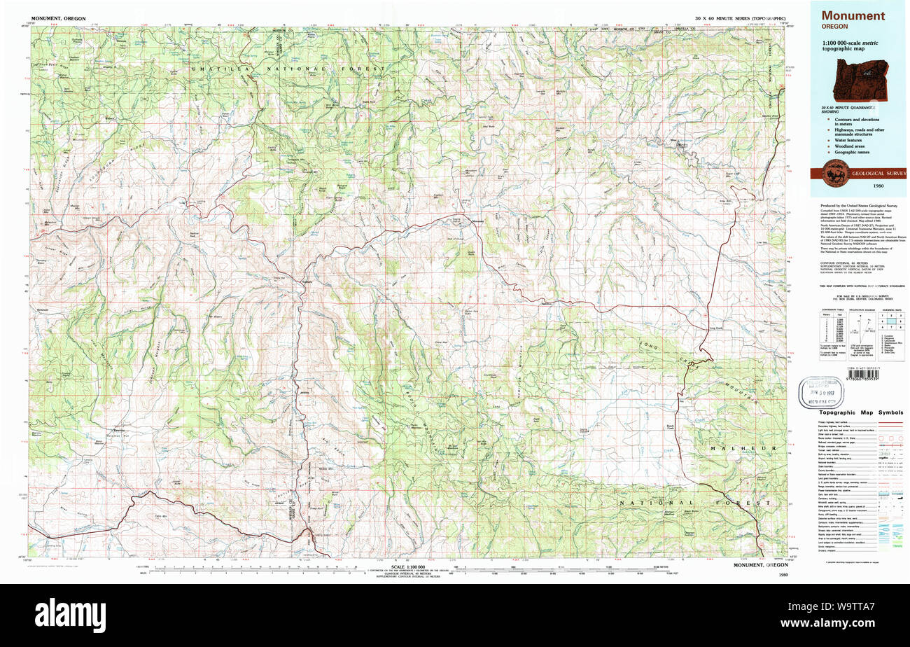 Map of monument oregon hi-res stock photography and images - Alamy