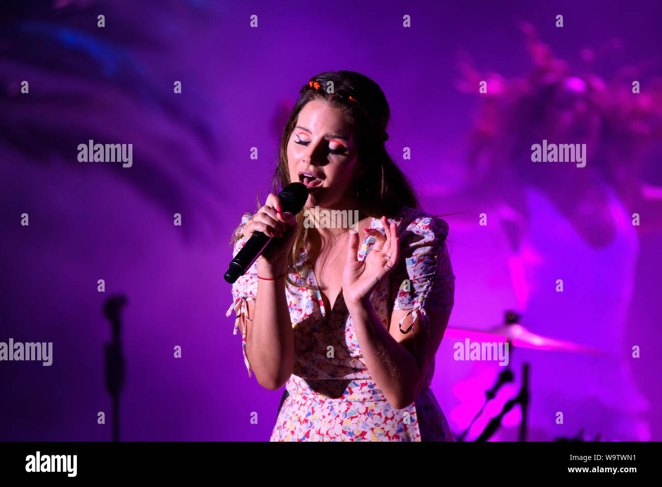 BENICASSIM, SPAIN - JUL 19: Lana del Rey performs in concert at FIB (Festival Internacional de Benicassim) Festival on July 19, 2019 in Benicassim, Sp Stock Photo