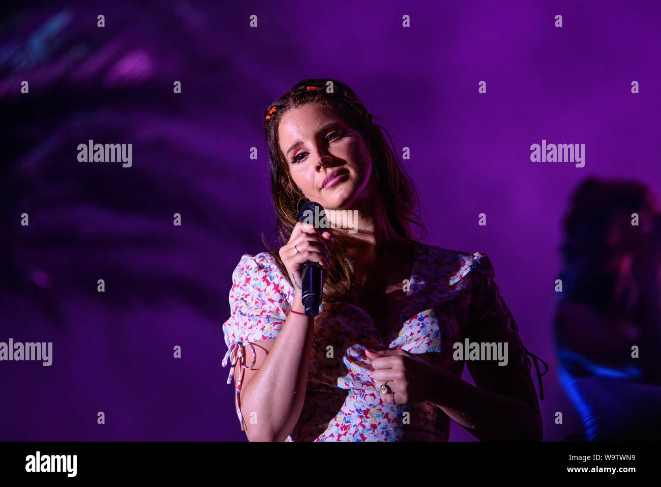BENICASSIM, SPAIN - JUL 19: Lana del Rey performs in concert at FIB (Festival Internacional de Benicassim) Festival on July 19, 2019 in Benicassim, Sp Stock Photo