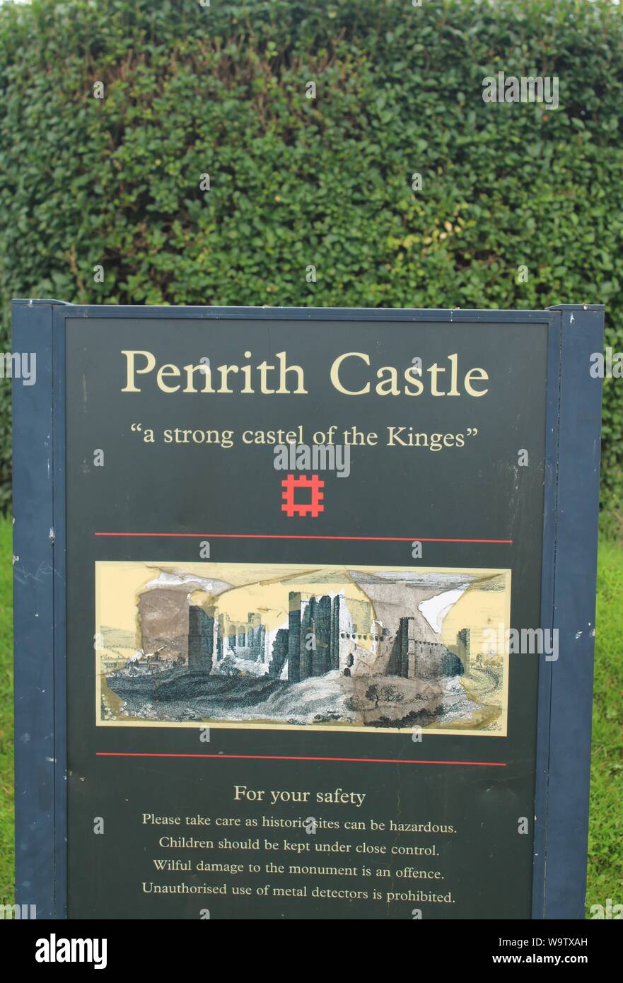 UK Penrith Cumbria England. Penrith Castle Sign Stock Photo Alamy