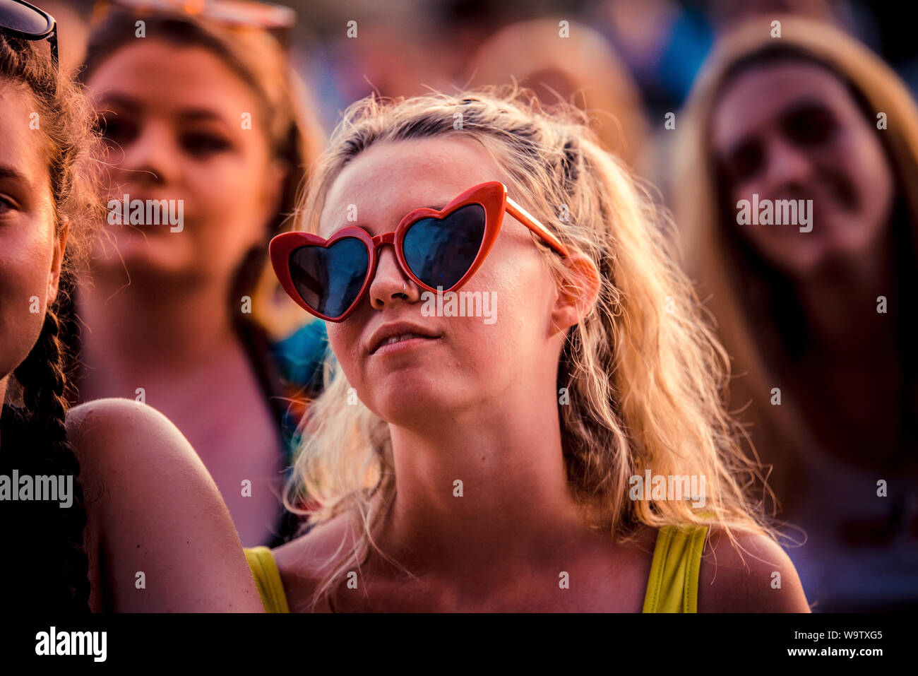 BENICASSIM, SPAIN - JUL 19: The crowd in a concert at FIB (Festival Internacional de Benicassim) Festival on July 19, 2019 in Benicassim, Spain. Stock Photo