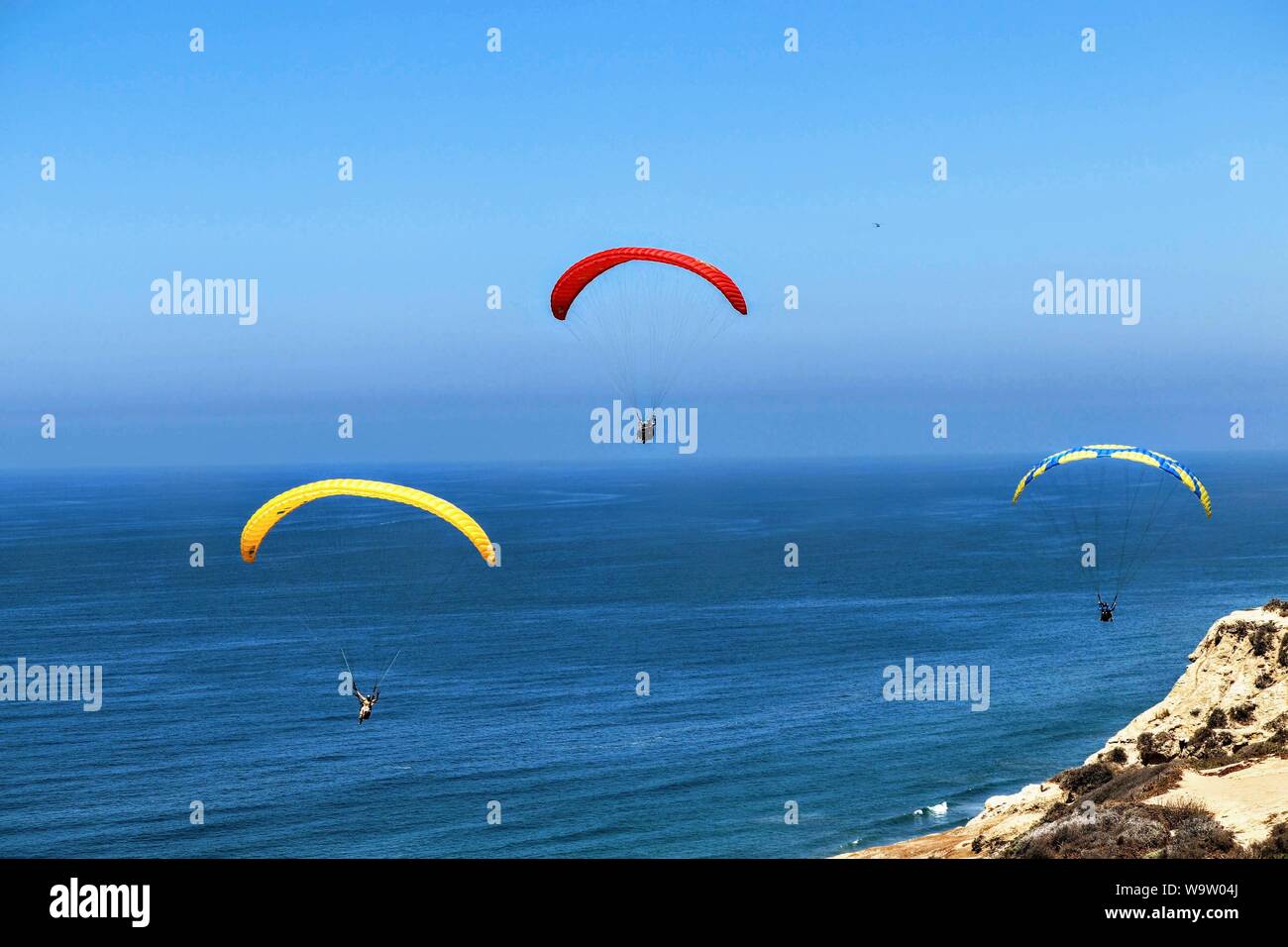 Paragliders at Gliderport August 8, 2019 Stock Photo