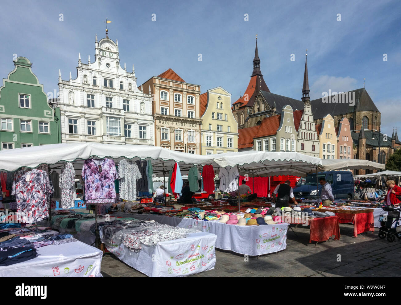 Colorful houses on New Market Square, Rostock Germany Stock Photo Alamy