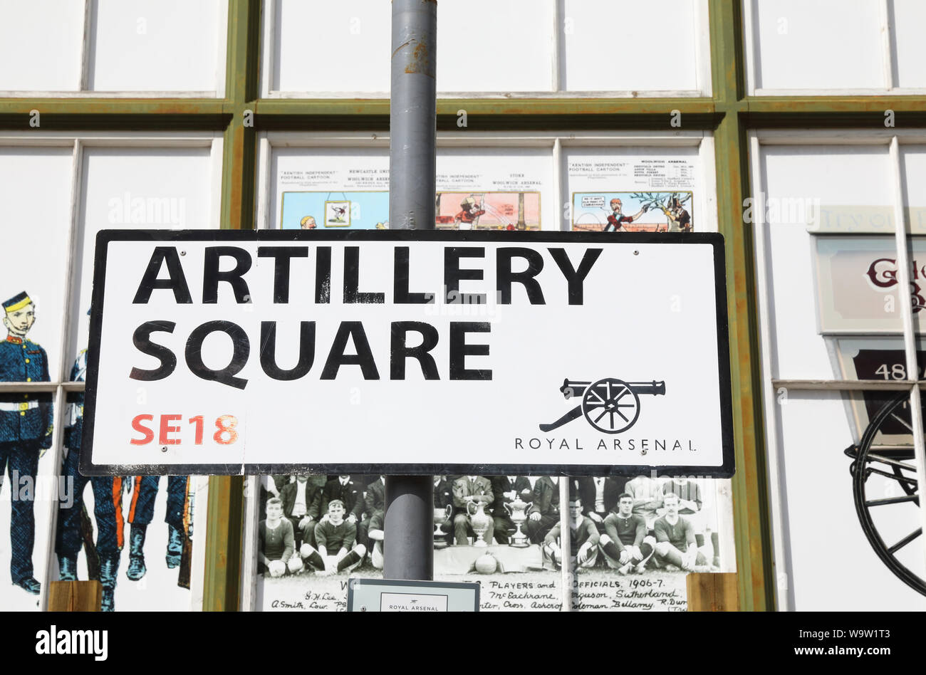 Historic Artillery Square, now part of the regeneration plan Royal Arsenal Riverside, in SE London, England, UK Stock Photo