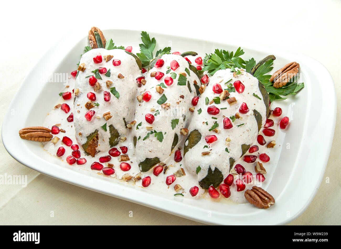 Chiles en nogada, a dish from Mexican cuisine Stock Photo