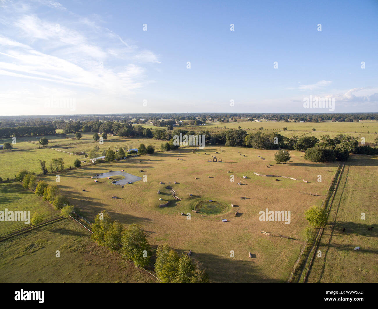 aerial view of equine event field Stock Photo