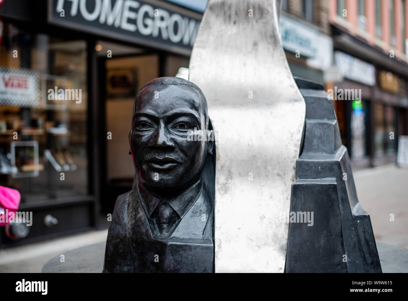 A sculpture of Martin Luther King Jr., in Ithaca, N.Y., USA Stock Photo