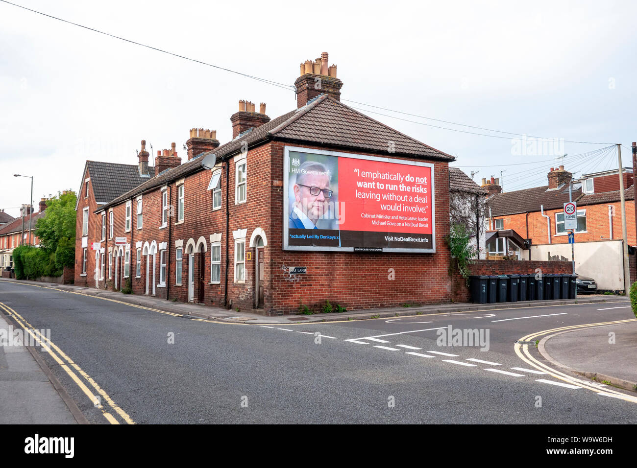 Billboard with Brexit campaign poster featuring a picture of Michael Gove Stock Photo