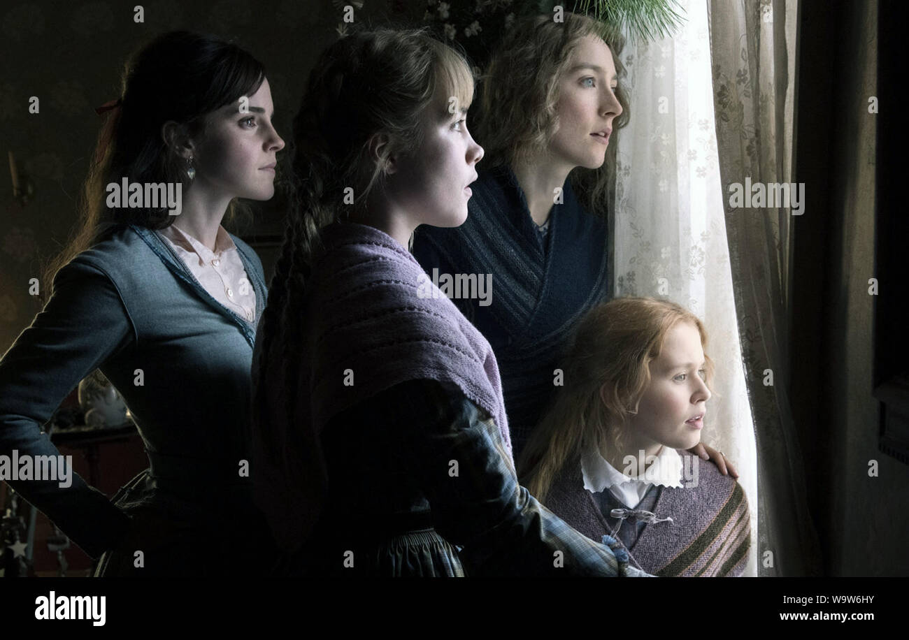 Little Women is an upcoming American coming-of-age period drama film written and directed by Greta Gerwig. It is the eighth feature film adaptation of the 1868 novel of the same name by Louisa May Alcott. The film stars Saoirse Ronan, Emma Watson, Florence Pugh, Eliza Scanlen, Timothée Chalamet, Laura Dern and Meryl Streep.    This photograph is supplied for editorial use only and is the copyright of the film company and/or the designated photographer assigned by the film or production company. Stock Photo