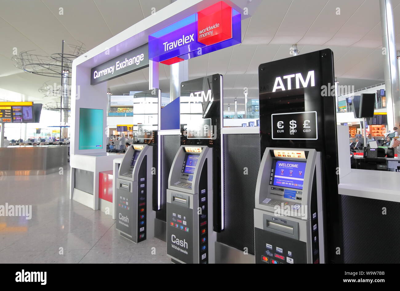 ATM cash dispenser Heathrow airport London England Stock Photo Alamy