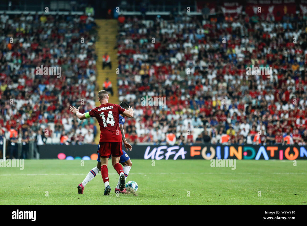 Jordan Henderson of Liverpool is seen during the UEFA Super Cup final between Liverpool and Chelsea at Vodafone Park. (Final score: Liverpool 5 - 4 Chelsea) Stock Photo