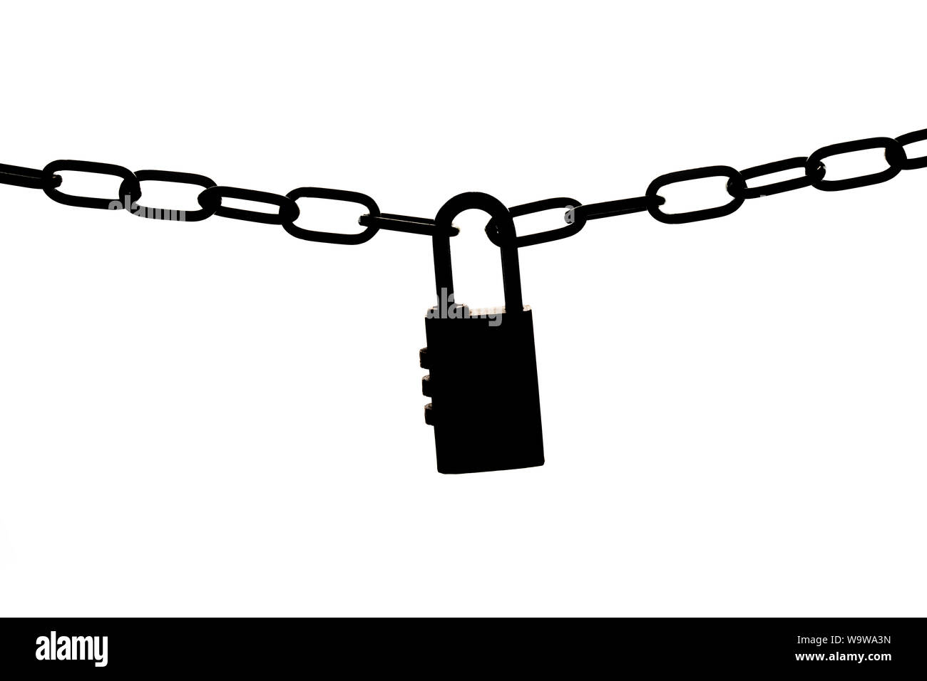 A padlock and chain in silhouette Stock Photo - Alamy