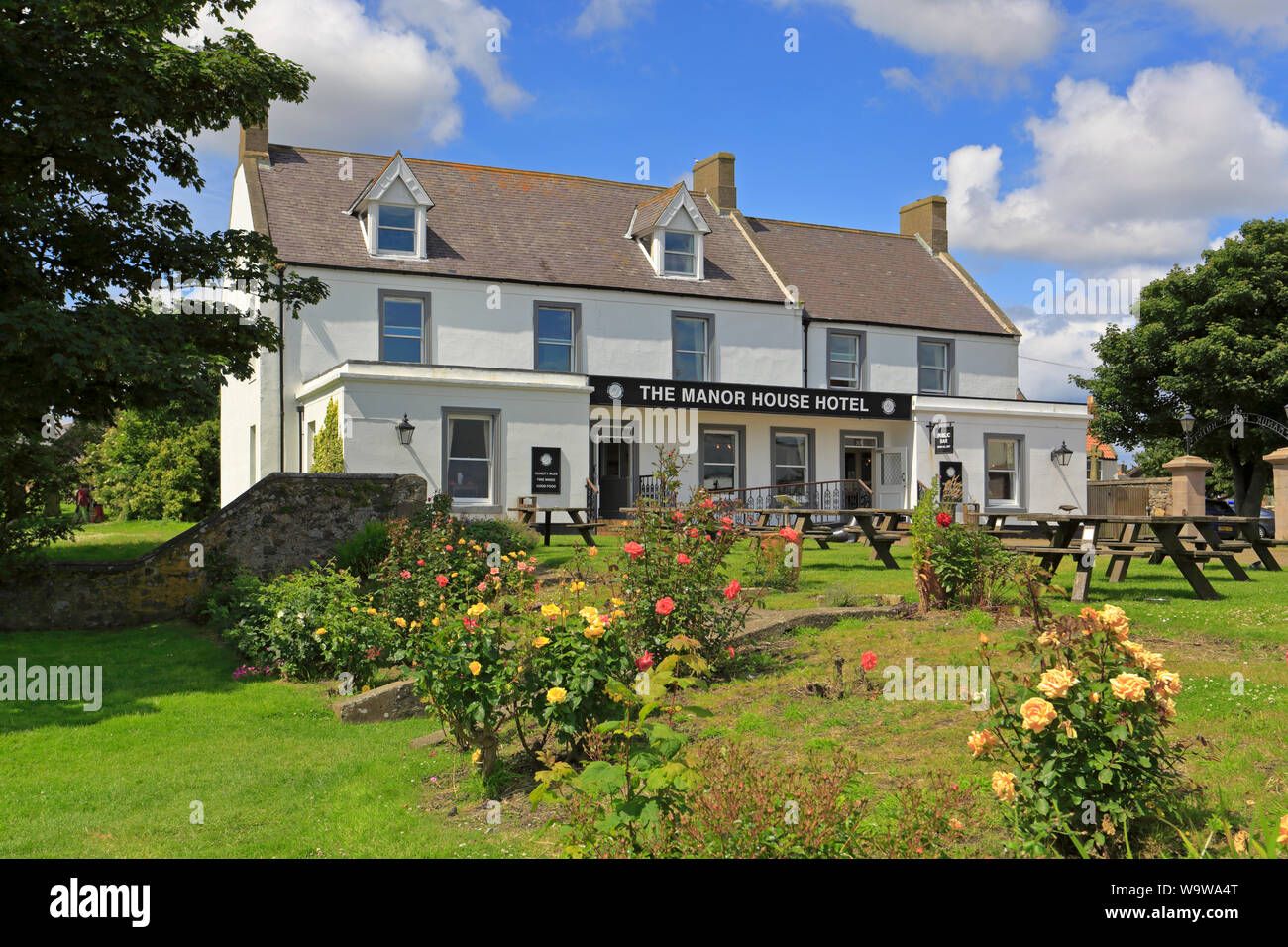 The Manor House Hotel, Church Lane, Holy Island, Lindisfarne, Northumberland, England, UK. Stock Photo