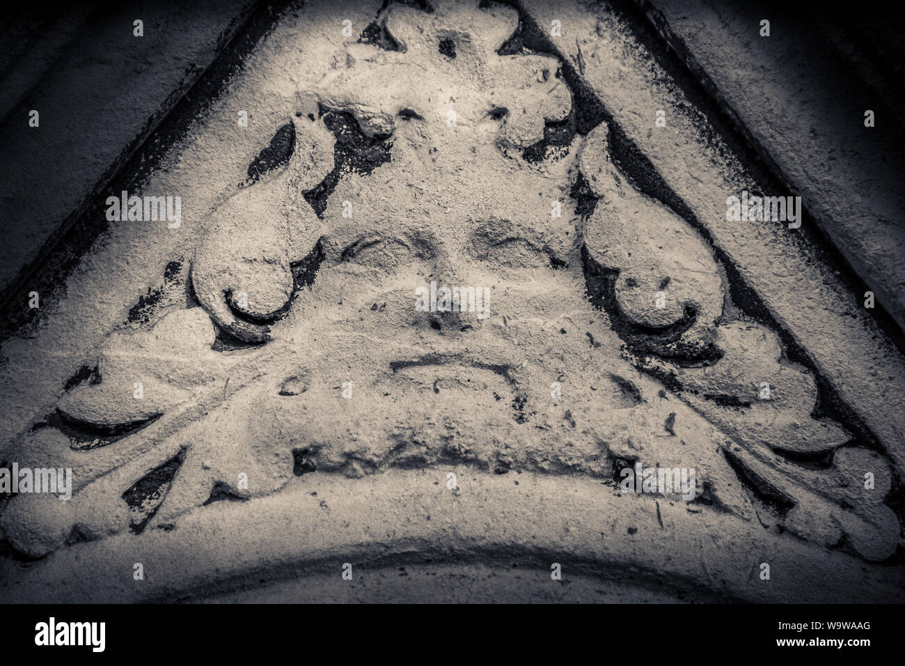 Green Man on the Tomb of Charles Spencer Ricketts (1788-1867), naval commander under Lord Nelson, Kensal Green Cemetery, London Stock Photo