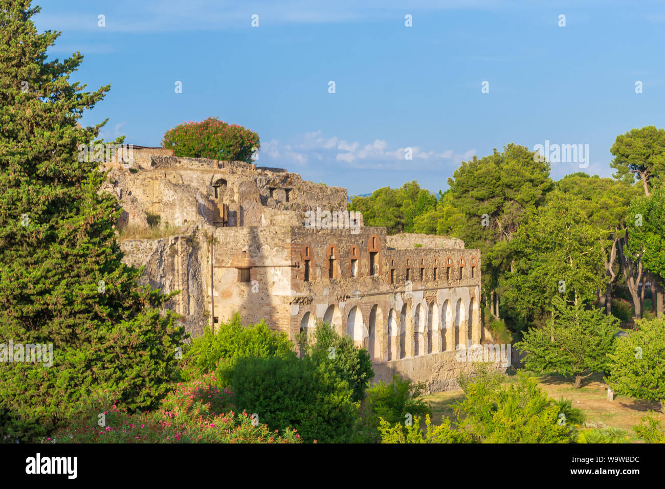 Panoramic view of the ancient city of Pompeii with houses and streets near Naples, Italy. Stock Photo