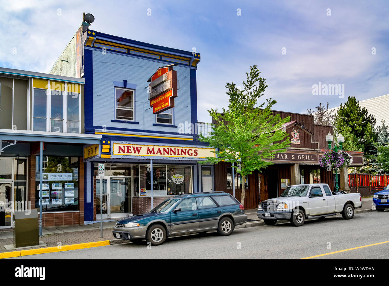 Stores, street, Revelstoke, British Columbia, Canada Stock Photo