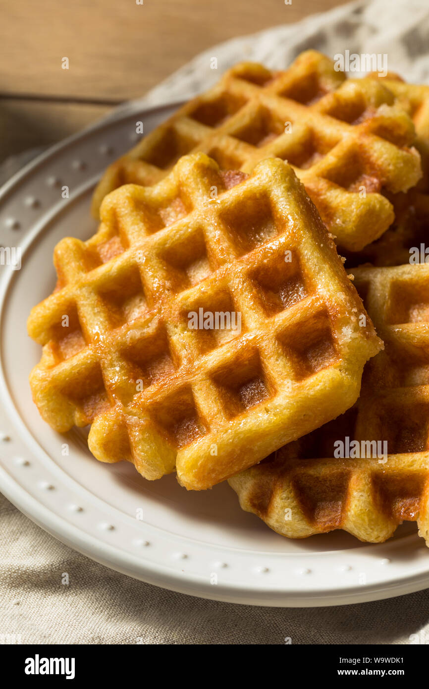 Homemade Belgian Sugar Waffles Ready to Eat Stock Photo Alamy