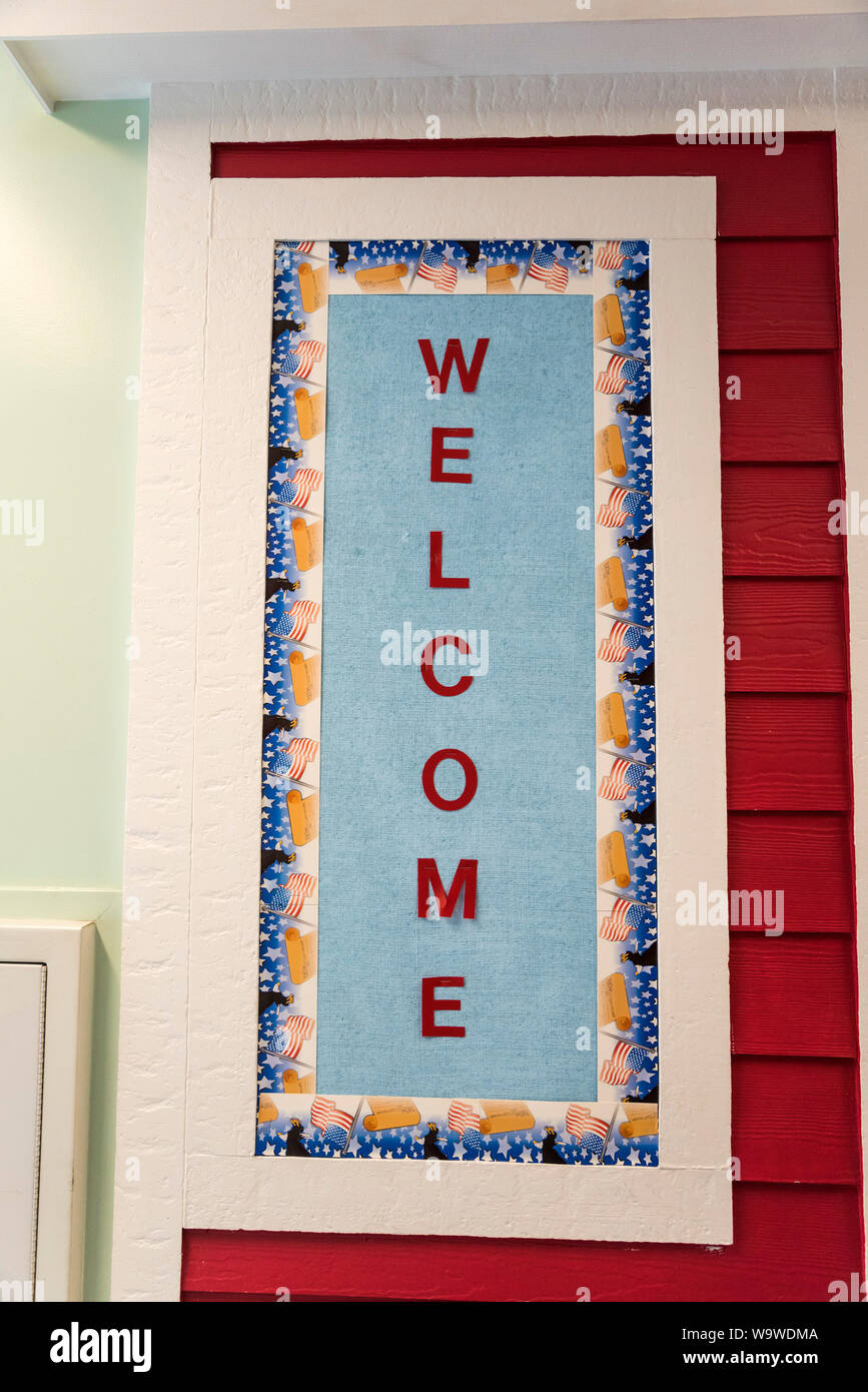 Classrooms in a private Christian school welcoming children back to school at the start of a new school year. Stock Photo