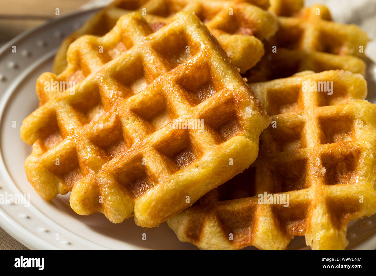 Homemade Belgian Sugar Waffles Ready to Eat Stock Photo Alamy